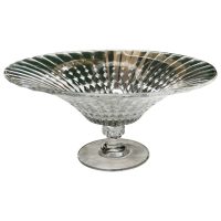 Large French Tazza Diamond Patterned Crystal Pedestal Fruit Dish