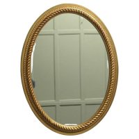 Large Gilt Oval Mirror with Rope Edging Border