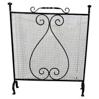 Large Old Wrought Iron Fire Screen