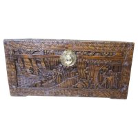 Large Oriental Carved Camphor Wood Chest