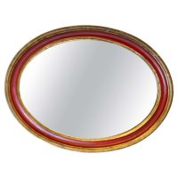 Large Oval Gilt and Red Wall Mirror