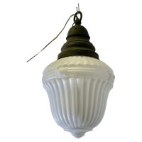 Large Victorian Arts and Crafts Opalescent Ceiling Pendant Light