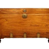 Large Victorian Camphor Wood Campaign Trunk