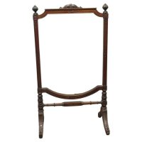 Large Victorian Carved and Glass Fire Screen