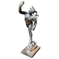 Large Weathered Iron Garden Statue of Mercury ‘Hermes’ the Winged Messenger