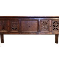 Late 19th Century Carved Oak Gothic Revival Dresser Base of Narrow Proportions
