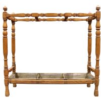 Late 19th Century Oak Umbrella and Stick Stand with Drip Tray – c.1880