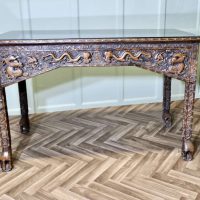 Long Chinoiserie Carved Console Table or Hall Table