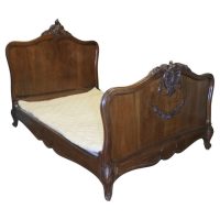 Louis XV Style French Golden Walnut Bed