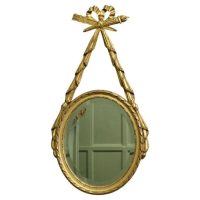 LouisXVI Style Gilt Ribbon and Bow Mirror Oval Mirror