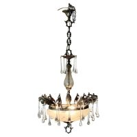 Magnificent Crystal Arts and Crafts Bowl Chandelier A superb piece