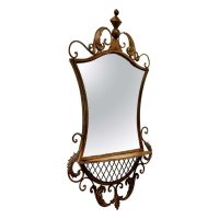 Metal Wall or Console Mirror with Shelf An elegant piece
