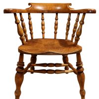 Mid 19th Century Ash &amp; Elm Smokers Bow Armchair c.1850