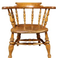 Mid 19th Century Smokers Bow / Captains Chair in Beech &amp; Elm – c.1850