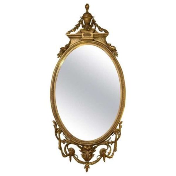 Mid 19thc Carved Oval Mirror