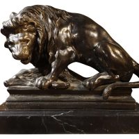 Mid-20th Century Bronze Lion Sculpture, circa 1960