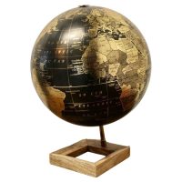 Mid Century 12” Terrestrial Black and Gold Globe