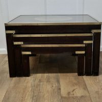 Mid-century Maison Jansen Campaign Style Large Nest of 3 Tables