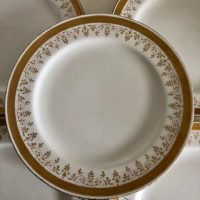 Six Antique Mintons Dinner Plates White &#038; Gold Made for F &#038; C Osler London