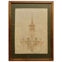 Multi Branch Arts and Crafts Chandelier Illustration Attributed to Amo