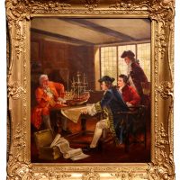 “Naval Consultation” — Oil on Canvas by Leonard D. Gard (British, fl. 1920–1940)