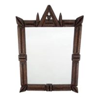 Antique Tramp Art Wooden Mirror