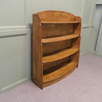 Open Front Golden Oak Bookcase This Bow Fronted waterfall bookcase