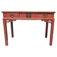 Oriental Red Lacquered Side Table or Writing Table