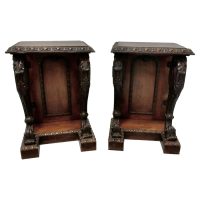 Pair of 19th Century Art Nouveau Gothic Carved Oak Console Pedestals