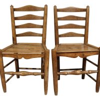 Pair of 19thc Elm Ladder Back Chairs