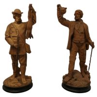 Pair of Black Forest Huntsmen, Pottery Figures
