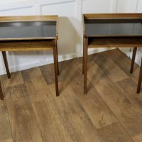 Pair of Danish Mid Century Side Tables with Trays on Top A stylish pair