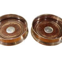 Pair of Elizabeth II Silver Mounted Bottle Coasters – Birmingham 1965