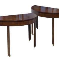 Pair of George III demi-lune console tables c1780