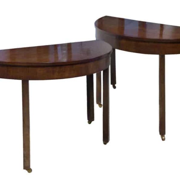 Pair of George III demi-lune console tables c1780