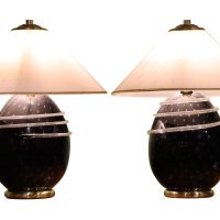 Pair of Mid 20th Century Venetian Glass Lamps with Glass Shades
