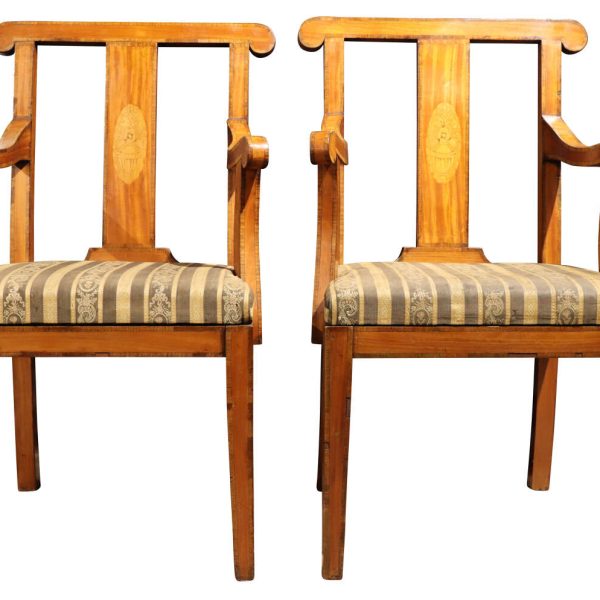 Pair of Satinwood Elbow Chairs &#8211; circa 1920