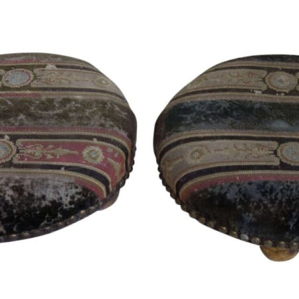 Pair of Victorian Footstools with gilded feet