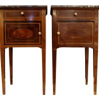 Pair of Victorian Mahogany and Satinwood Inlaid Bedside Cupboards in the Sheraton Style