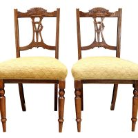 Pair of Victorian Walnut Diamond Jubilee Commemorative Side Chairs, 1897