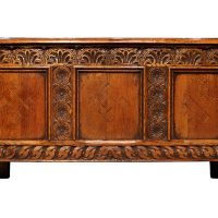 Panelled Oak Coffer with Carved Decoration, c.1900
