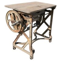 Pine Top Mangle or Cast-Iron Industrial Garden Table