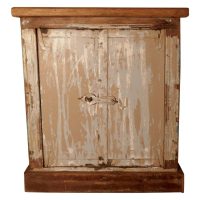 Primitive French Rustic 2-Door Cupboard with Distressed Worn Paint