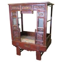 Red Lacquered Opium Bed or Wedding Bed