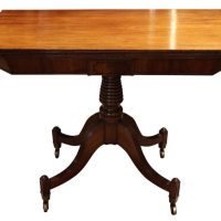 Regency Mahogany Fold-Over Tea Table on Elegant Swept Sabre Supports