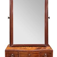 Regency Mahogany Serpentine Dressing Table Mirror with Three Drawers