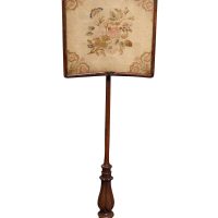 Regency Rosewood Pole Screen with Needlework Face Screen, Circa 1820