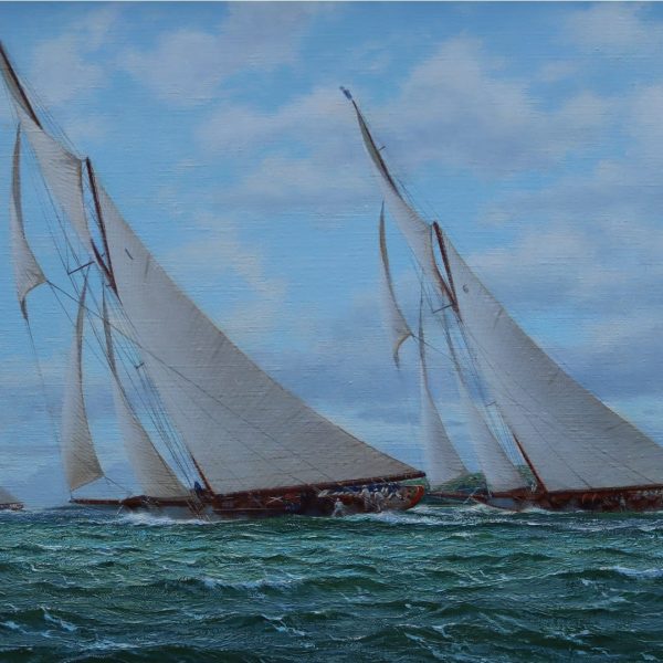 Stephen J Renard (1947-), Britannia, Lulworth & White Heather off Norris Castle.