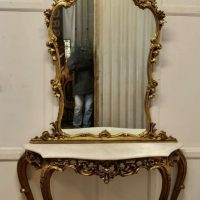 Rococo Giltwood Console Table and Mirror Set