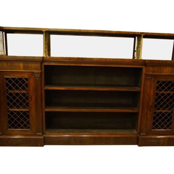 Rosewood and brass open bookcase